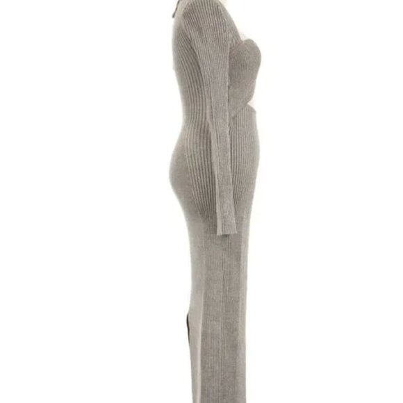 Jonathan Simkhai Danika Cut Out Midi Dress Ribbed Knit in Nougat M NWT $498 - Picture 5 of 7